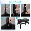 Adjustable Duet Piano Stool Bench Chair Ergonomic Modern Keyboard Double Seat Black with Storage PU Leather Cushion