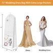 72 Inch Wedding Dress Garment Bag with 10 Inch Gusseted Dress Bags for Gowns Long 4 Pockets Dress Cover for Women,White