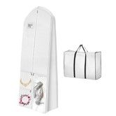72 Inch Wedding Dress Garment Bag with 10 Inch Gusseted Dress Bags for Gowns Long 4 Pockets Dress Cover for Women,White