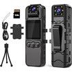 1.4 Inch Screen Body Camera Pro with Audio and Auto Video Night Vision 1080P FHD Mini Police Wearable Body Worn Cam Portable Small Personal Camcorder Sport Action Outdoor Video Recorder (128GB)