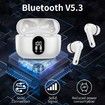 Wireless Earbuds Bluetooth 5.3 Headphones Bass Stereo Ear Buds with Noise Cancelling Mic LED Display in Ear Earphones IP7 Waterproof 36H Playtime White