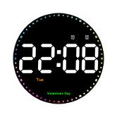 Digital Wall Clock with Remote, Colorful Dynamic LED Large Display with Time Date Temp Week, Wall Clock for Office Kitchen Living Room Decor