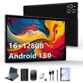 10.1 Inch Android 13 Tablet 128GB ROM+16GB RAM (8+8 Virtual),2 in 1 Tablet with Keyboard,Powerful Octa-Core+13MP Camera,1TB TF Expandable,FHD WiFi Tablet PC (Black)