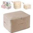 Ultra Space Saving Compression Organiser Heavy Duty Moving Bags Storage Tote for Comforters Clothes Blankets Bedding with Zipper(Beige-L)