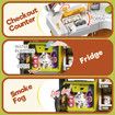 Kids Pretend Play Shop Grocery Supermarket Playset Shopping Trolley Cash Register Scanner Stall Role Plays Food Money 65Pcs