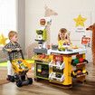 Kids Pretend Play Shop Grocery Supermarket Playset Shopping Trolley Cash Register Scanner Stall Role Plays Food Money 65Pcs
