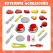 Kids Kitchen BBQ Grill Barbeque Playset Pretend Play Set with Cooking Food Utensils Sound Lighting Charcoal 46x40x60cm