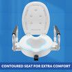 Raised Toilet Seat 5 Inch Elevated Riser Assisted Living Handicap Lid Safety Arms Fit Most Toilets Aluminium Portable