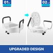 Raised Toilet Seat 5 Inch Elevated Riser Assisted Living Handicap Lid Safety Arms Fit Most Toilets Aluminium Portable