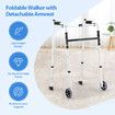 2in1 Folding Walker Medical Aid Elderly Mobility Walking Height Arm Adjustable Toilet Outdoor Aluminium Wheels Lightweight
