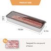 Bacon Container for Refrigerator,304 Stainless Steel Airtight Deli Meat Storage Containers for Fridge Dishwasher Safe Long Kitchen Food Storage Containers with Lids with Elevated Base