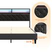 Led Bed Frame Double Size Mattress Base Platform with Storage Headboard Wooden Bedhead Foundation Shelf Bookcase Bedroom Furniture Black PU