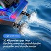 High Speed RC Boat 30+ MPH Fast Remote Control Boat Rechargeable Battery Storage Package 2.4GHz Electric Boats with LED Lights for Pool Lake