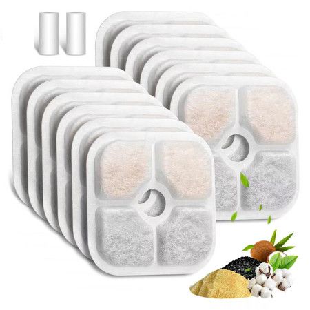 Filters Pet Fountain Catit PIXI 16PCS Replacement Triple Action Water Ion Exchange Resin Activated Carbon Cat Drinking Purifier Hydration