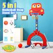 Kids Basketball Hoop Stand Golf Game Activity Centre Indoor Outdoor 5 in 1 Playset Football Gate Ring Toss Adjustable
