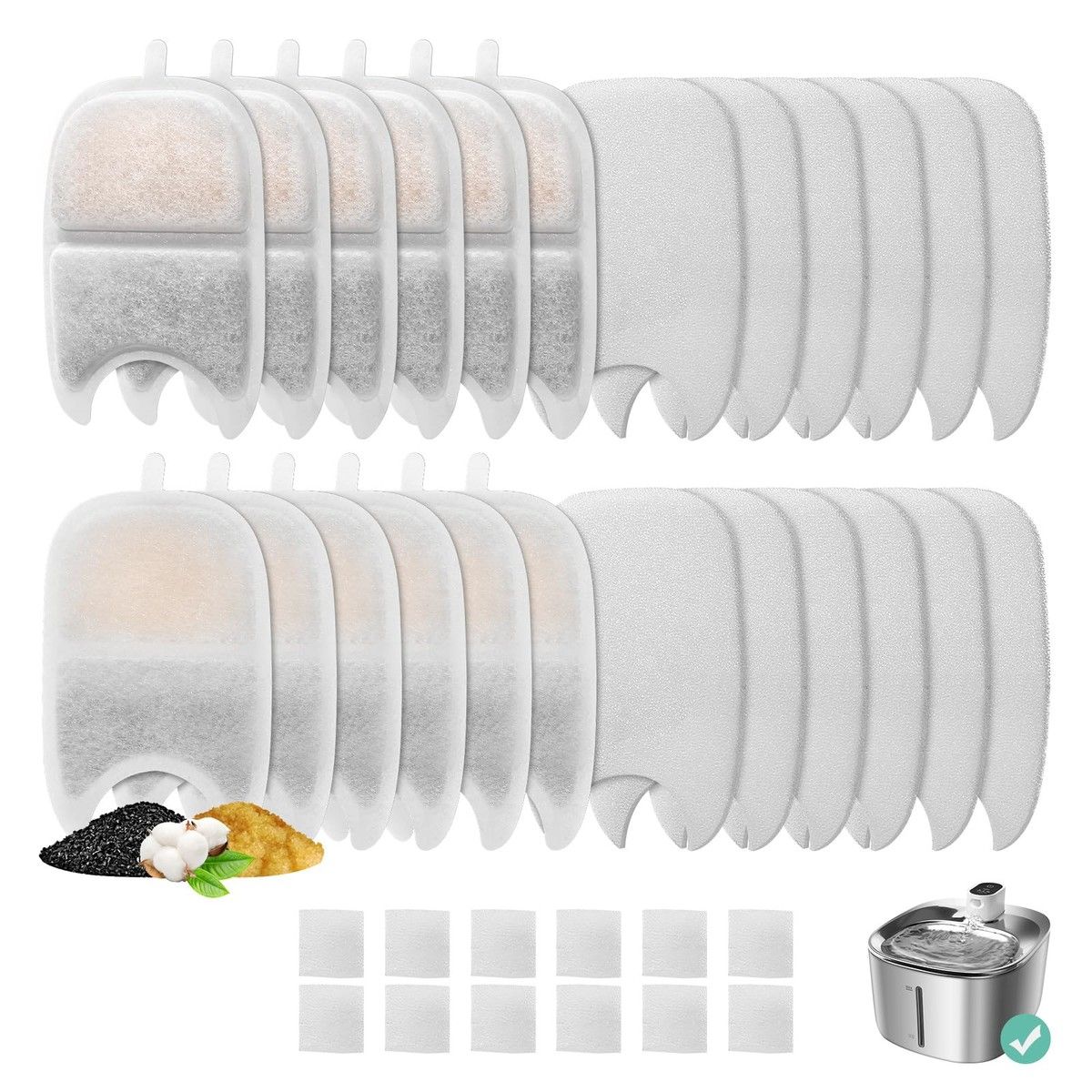 Filters Replacement 12PCS Sponges 4L Wireless Cat Dog Water Fountain Triple Filtration System Pet Hydration Purifier