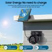 6MP Security Solar Cameras Wireless Outdoor 12X Zoom WiFi Battery Powered 355 Degree with PIR Motion Detection,Color Night Vision,Spotlight Siren