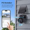 6MP Security Solar Cameras Wireless Outdoor 12X Zoom WiFi Battery Powered 355 Degree with PIR Motion Detection,Color Night Vision,Spotlight Siren