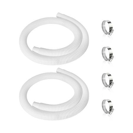 Hose Pool 2 Pcs 1.25Inch 1.5 Metres Replacement Accessory Pump Intex Compatible Vacuum Filter 330 GPH 530 GPH 1000 GPH Ground White Tool