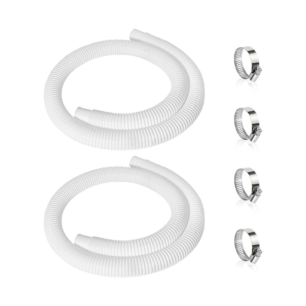 Hose Pool 2 Pcs 1.25Inch 1.5 Metres Replacement Accessory Pump Intex Compatible Vacuum Filter 330 GPH 530 GPH 1000 GPH Ground White Tool