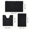 Set of 3 Ultra Soft Non Slip Chenille Absorbent Shaggy Bath Mat Rugs for Bathroom Tub Shower Toilet Black