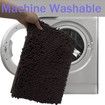 Set of 3 Ultra Soft Non Slip Chenille Absorbent Shaggy Bath Mat Rugs for Bathroom Tub Shower Toilet Brown
