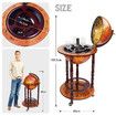 Antique Globe Bar Cart Cabinet Alcohol Wine Drinks Coffee Serving Trolley Round Bottle Storage Mid-century 44x44x88cm