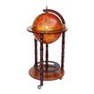 Antique Globe Bar Cart Cabinet Alcohol Wine Drinks Coffee Serving Trolley Round Bottle Storage Mid-century 44x44x88cm