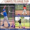 3-in-1 Baseball Set for Kids,Height Adjustable Tee Ball Set with 6 Softballs,T Ball Stand, Hanging Tee,Auto Ball Launcher,Retractable Bat,Indoor Outdoor Sport Toys for Boys Girls Age3+,Pink