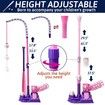 3-in-1 Baseball Set for Kids,Height Adjustable Tee Ball Set with 6 Softballs,T Ball Stand, Hanging Tee,Auto Ball Launcher,Retractable Bat,Indoor Outdoor Sport Toys for Boys Girls Age3+,Pink