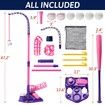 3-in-1 Baseball Set for Kids,Height Adjustable Tee Ball Set with 6 Softballs,T Ball Stand, Hanging Tee,Auto Ball Launcher,Retractable Bat,Indoor Outdoor Sport Toys for Boys Girls Age3+,Pink