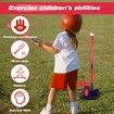 Baseball Tee Play Set Kids 3in1 Pitching Machine Adjustable Batting Retractable Bat 6 Balls Outdoor Toy Gifts Age 3 Plus Boys Girls