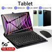 Tablet Android 10.1 Inch Pad 5G Wifi Fast 128GB Storage 6GB Memory LCD Bluetooth Keyboard Headset Holder Tech Black