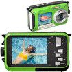 Waterproof Digital Camera Underwater Camera Full HD 2.7K 48 MP Video Recorder Selfie Dual Screens 16X Digital Zoom Flashlight Waterproof Camera for Snorkeling (Green)