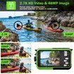 Waterproof Digital Camera Underwater Camera Full HD 2.7K 48 MP Video Recorder Selfie Dual Screens 16X Digital Zoom Flashlight Waterproof Camera for Snorkeling (Green)