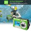 Waterproof Digital Camera Underwater Camera Full HD 2.7K 48 MP Video Recorder Selfie Dual Screens 16X Digital Zoom Flashlight Waterproof Camera for Snorkeling (Green)