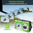 Waterproof Digital Camera Underwater Camera Full HD 2.7K 48 MP Video Recorder Selfie Dual Screens 16X Digital Zoom Flashlight Waterproof Camera for Snorkeling (Green)