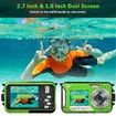 Waterproof Digital Camera Underwater Camera Full HD 2.7K 48 MP Video Recorder Selfie Dual Screens 16X Digital Zoom Flashlight Waterproof Camera for Snorkeling (Green)