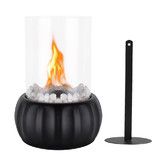 Tabletop Fire Pit , Indoor Outdoor Portable Table top Firepit with Glass Rocks, Countertop Firepit for Home Decor (Black)
