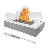 Tabletop Fire Pit with Glass Panels, Indoor Mini Fireplace Bowl, Portable Countertop Firepit for Patio Balcony Porch Camping Decor (White)