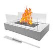 Tabletop Fire Pit with Glass Panels, Indoor Mini Fireplace Bowl, Portable Countertop Firepit for Patio Balcony Porch Camping Decor (White)