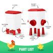Chicken Water Feeder Treadle Poultry Waterer Set 12KG 11L Large Automatic Feeding Coop Fence Food Dispenser Rat Bird Proof