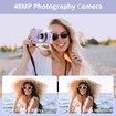 Digital Camera,Autofocus UHD 4K Vlogging Camera with 32GB Card,48MP 16X Digital Zoom Digital Camera,Anti-Shake Portable Compact Point Shoot Camera (Purple)