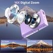 Digital Camera,Autofocus UHD 4K Vlogging Camera with 32GB Card,48MP 16X Digital Zoom Digital Camera,Anti-Shake Portable Compact Point Shoot Camera (Purple)