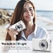Digital Camera,Autofocus UHD 4K Vlogging Camera with 32GB Card,48MP 16X Digital Zoom Digital Camera,Anti-Shake Portable Compact Point Shoot Camera (White)