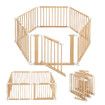 Kidbot Baby Playpen 6 Panel Kids Wooden Safety Gate Pet Dog Fence Activity Centre Play Pen Yard Foldable Travel Guard