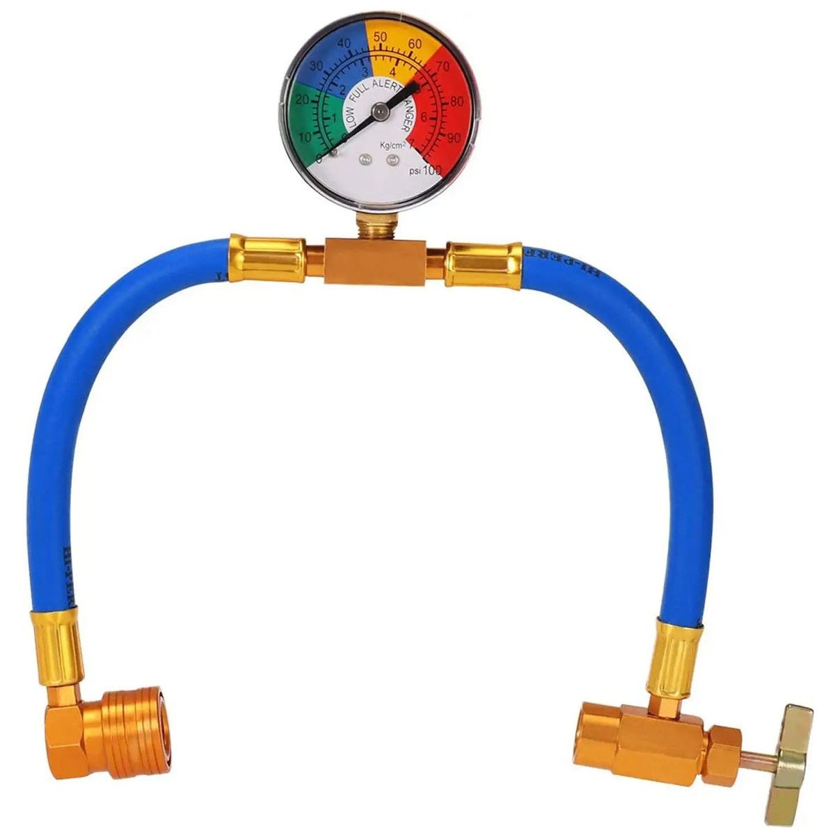 R134A Car AC Refrigerant Charge Hose Kit Recharge Hose with Gauge, 100PSI+ 15.4Inch