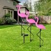 3 Pieces Flamingo Solar Flamingo Lights Outdoor Yard Waterproof Flamingo Stake Decorations Lawn Garden Christmas Patio Pond Ground Backyard Decor