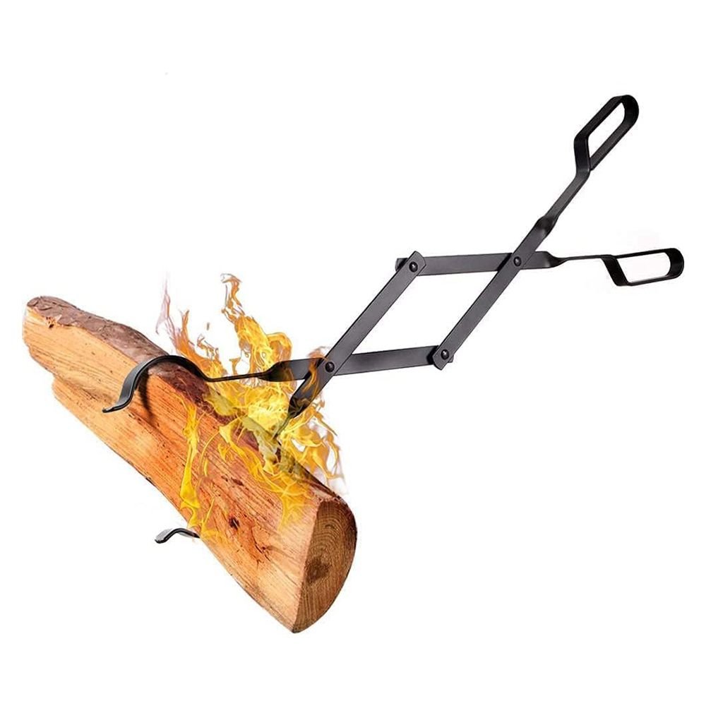 26 Inch Long Firewood Tongs Log Grabber for Fire Pit Campfire Bonfire Fireplace Heavy Duty Wrought Iron Outside Outdoor Indoor Wood Stove Fire Place Tools