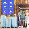 Carry On Luggage Set 3 Piece Traveller Suitcases Hard Shell Case Cabin Checked Bag Lightweight Trolley TSA Lock Cover 6 Packing Cubes Pale Blue